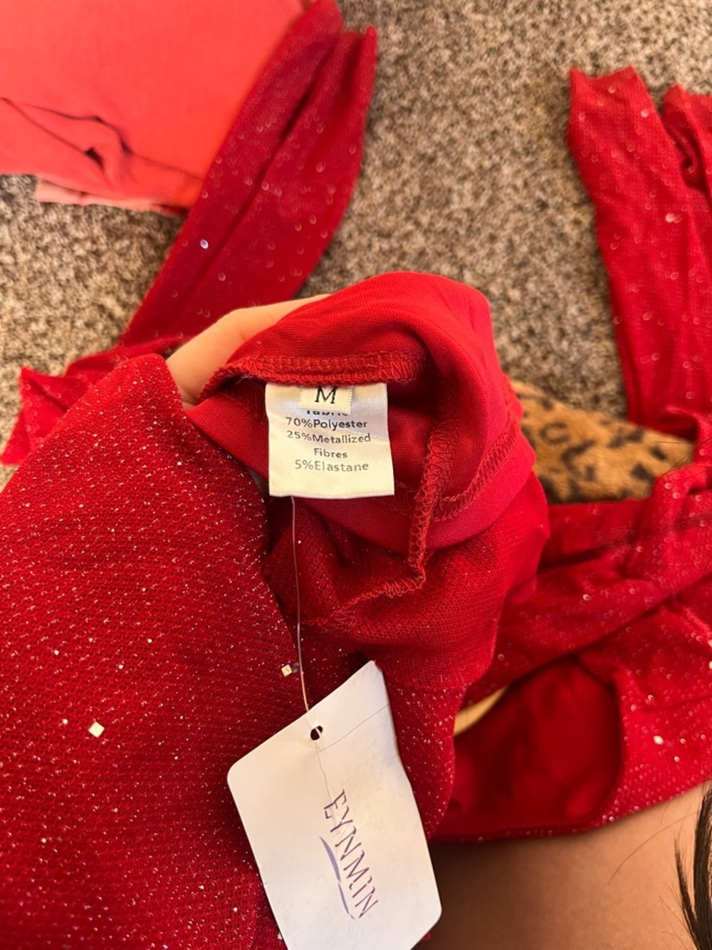 Women’s Sparkly Red Long-Sleeve Mini Dress with Open Back - Picture 11 of 12